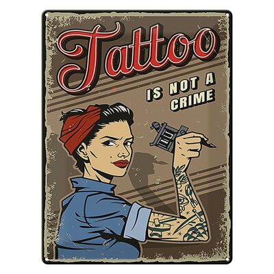 Targa in metallo Retro 30x40 cm Il tatuaggio non è un crimine Pinup