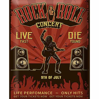 Blechschild Retro 30x40cm Rock&Roll Concert live 9th july