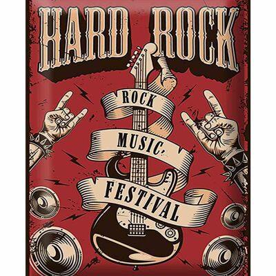 Targa in metallo retrò 30x40 cm festival di musica hard rock