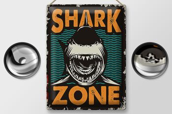 Signe en étain rétro 30x40cm Shark Zone Shark Lake 2