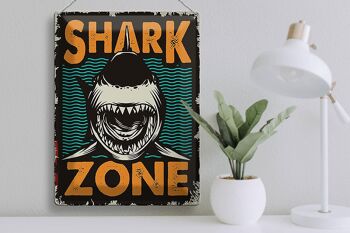 Signe en étain rétro 30x40cm Shark Zone Shark Lake 3