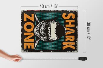 Signe en étain rétro 30x40cm Shark Zone Shark Lake 4