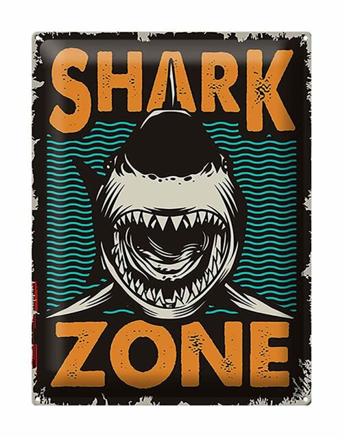 Blechschild Retro 30x40cm Shark Zone Hai See