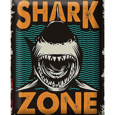 Targa in metallo retrò 30x40 cm Shark Zone Shark Lake