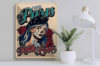 Plaque en tôle Pinup 30x40cm Tatouage de Paris avec amour 3