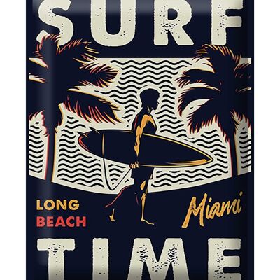 Targa in metallo Miami 30x40 cm Surf time long beach