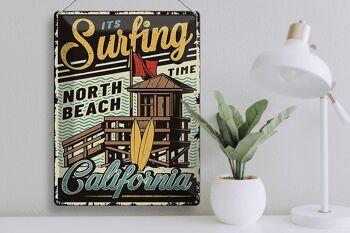 Plaque en tôle California 30x40cm is Surfing time North Beach 3