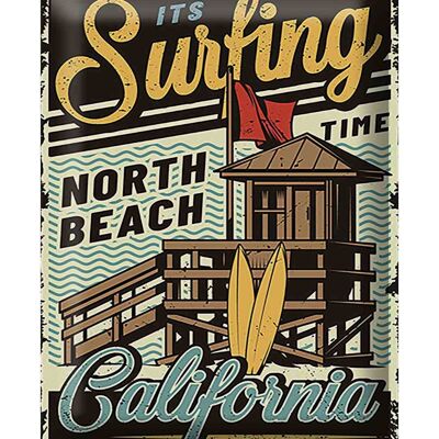 Blechschild California 30x40cm ist Surfing time north beach