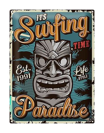 Plaque en tôle Hawaii 30x40cm is Surfing time Paradise 1