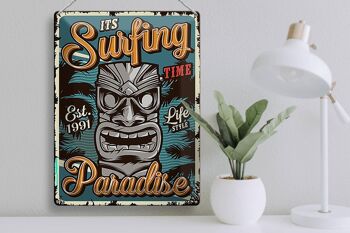 Plaque en tôle Hawaii 30x40cm is Surfing time Paradise 3