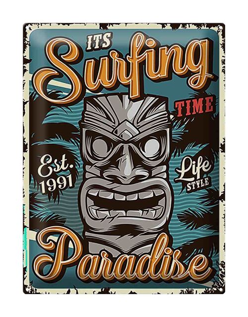 Blechschild Hawaii 30x40cm ist Surfing time Paradise