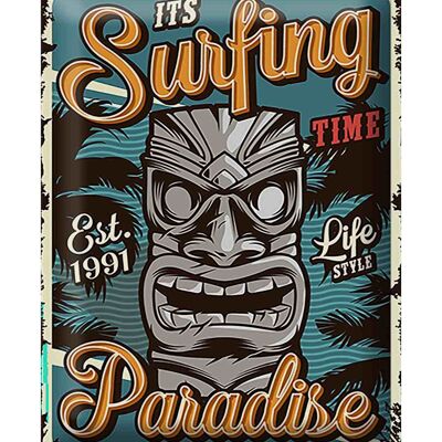 Cartel de chapa Hawaii 30x40cm es Surfing time Paradise