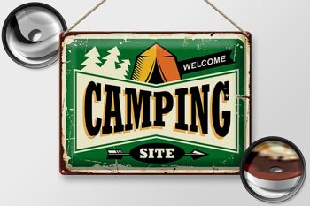 Plaque en tôle rétro 40x30cm Camping bienvenue 2