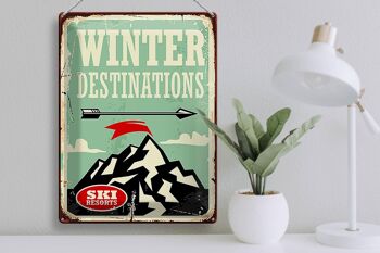 Plaque en tôle rétro 30x40cm Destinations d'hiver de ski 3