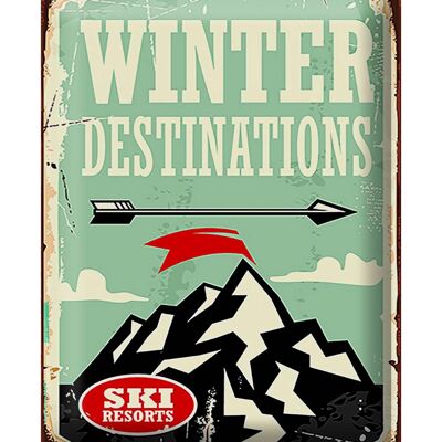 Blechschild Retro 30x40cm Ski winter destinations