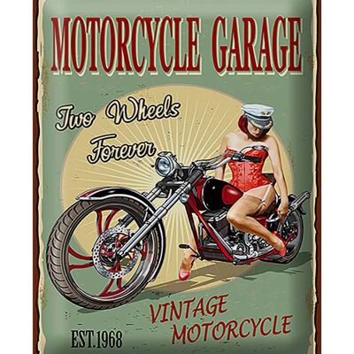 Blechschild Pinup 30x40cm Retro Motorcycle Garage