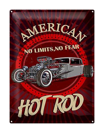 Plaque en tôle américaine 30x40cm hot rod car no Limits No Fear 1