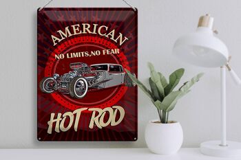Plaque en tôle américaine 30x40cm hot rod car no Limits No Fear 3