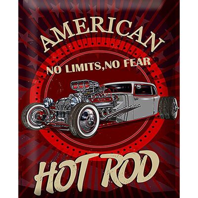 Targa in metallo American Hot Rod 30x40 cm No Limits No Fear