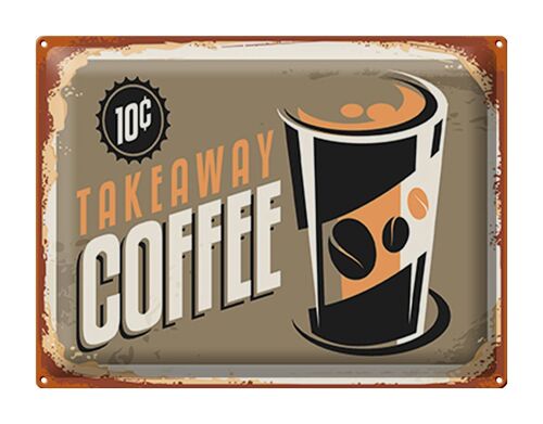 Blechschild Kaffee 40x30cm Retro Coffee takeaway