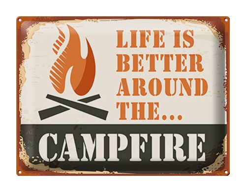 Blechschild Camping 40x30cm Campfire life is better Outdoor