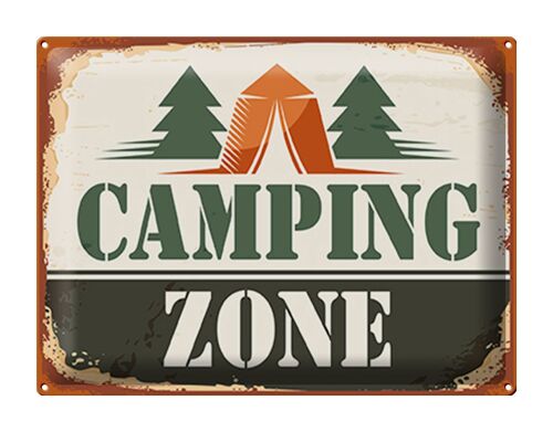 Blechschild Camping 40x30cm Camping Zone Outdoor