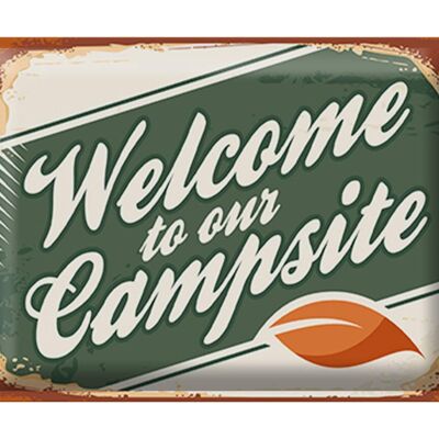 Metal sign Camping 40x30cm welcome to our Campsite