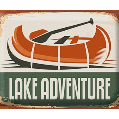 Cartel de chapa retro 40x30cm aventura en el lago al aire libre