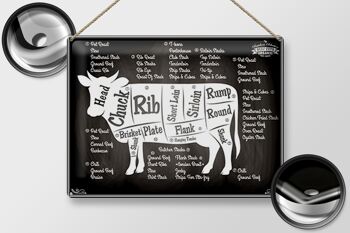 Plaque en tôle boucherie 40x30cm vache boeuf coupe viande bio 2