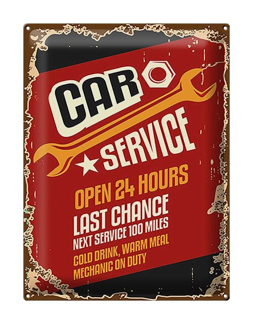 Blechschild Retro 30x40cm Car Service open 24 hours Auto