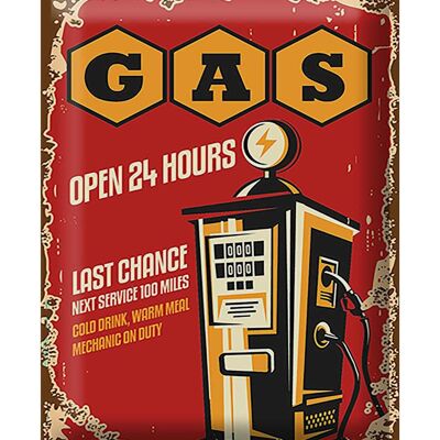 Metal sign Retro 30x40cm Gas open 24 next service