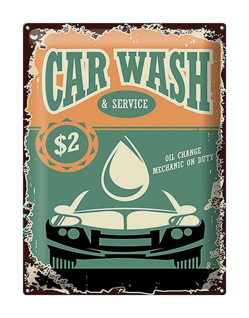 Blechschild Retro 30x40cm Car Wash Service mechanic on duty