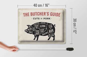Plaque en tôle boucherie 40x30cm Cochon Coupes de porc Flesch 4