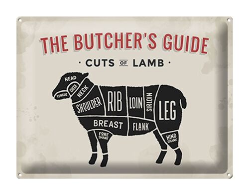 Blechschild Lamm 40x30cm Lamb cuts Metzgerei Fleisch