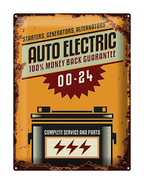 Blechschild Retro 30x40cm Auto Electric 00-24 service parts