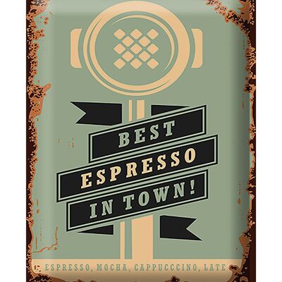 Cartel de chapa Retro 30x40cm ¡Café, el mejor espresso de la ciudad!