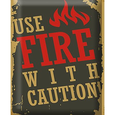 Metal sign Camping 30x40cm use fire with caution!
