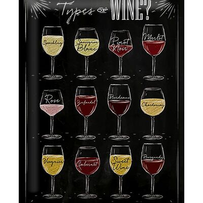 Tin sign wine 30x40cm Types of wine Merlot Rose Alcohol