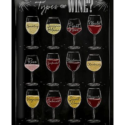 Blechschild Wein 30x40cm Types of wine Merlot Rose Alkohol