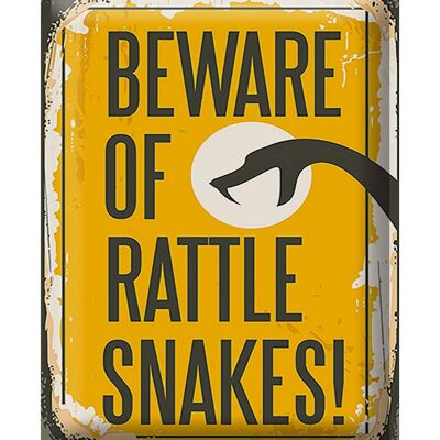 Cartel de chapa Retro 30x40cm Serpiente, cuidado con las serpientes de cascabel