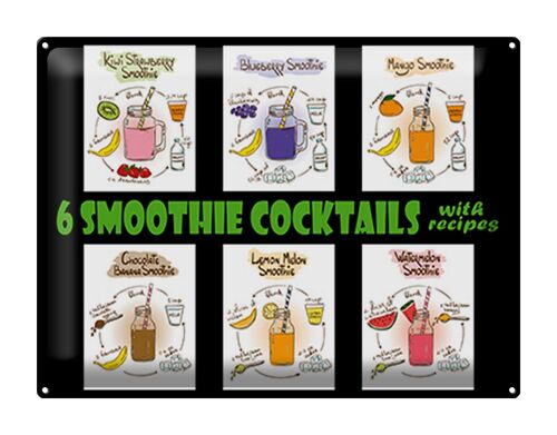 Blechschild 40x30cm 6 smoothie cocktails recipes