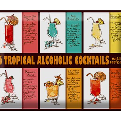 Blechschild 40x30cm 6 tropical cocktails recipes
