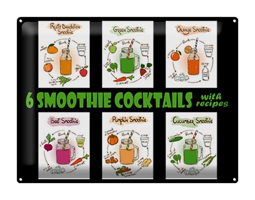 Blechschild 40x30cm 6 smoothie cocktails