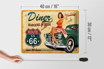 Plaque en tôle Pinup 40x30cm Retro diner burgers bière 4