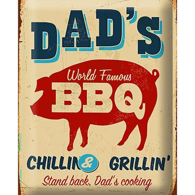 Cartel de chapa retro 30x40cm El mundialmente famoso BBQ grillin de papá