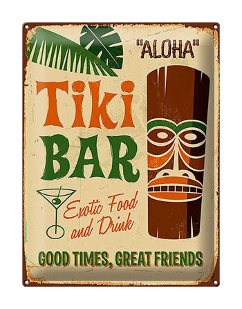 Plaque en tôle 30x40cm Tiki Bar Aloha Exotic Food 1