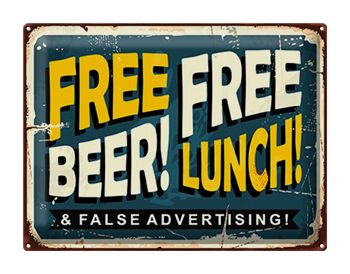 Plaque en tôle rétro 40x30cm Déjeuner à la bière gratuit 1