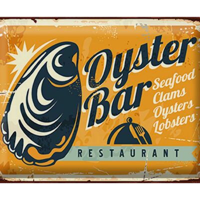 Cartel de chapa Retro 40x30cm Oyster Bar restaurante de mariscos