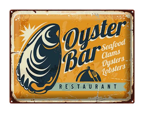 Blechschild Retro 40x30cm Oyster Bar Seafood Restaurant