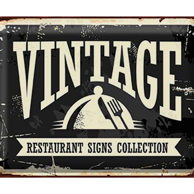 Plaque en étain rétro 40x30cm, Vintage Restaurant nourriture